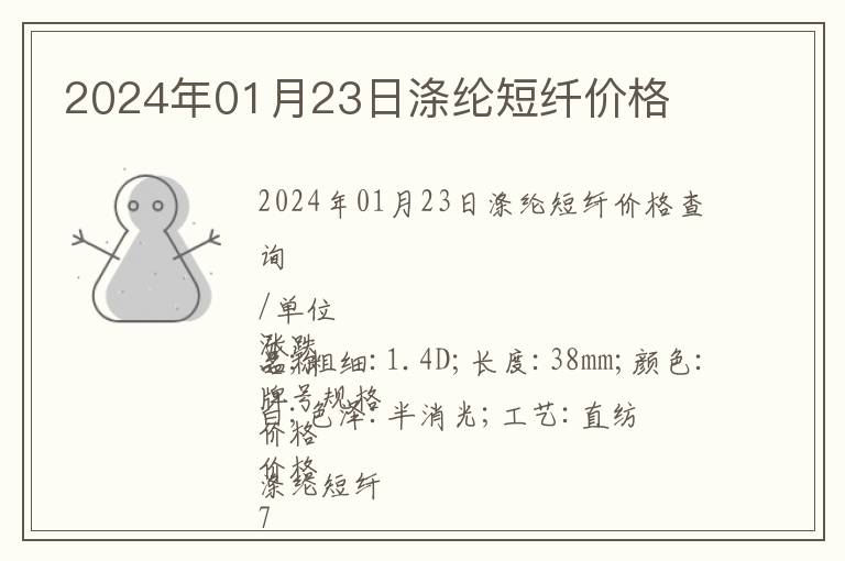 2024年01月23日滌綸短纖價格