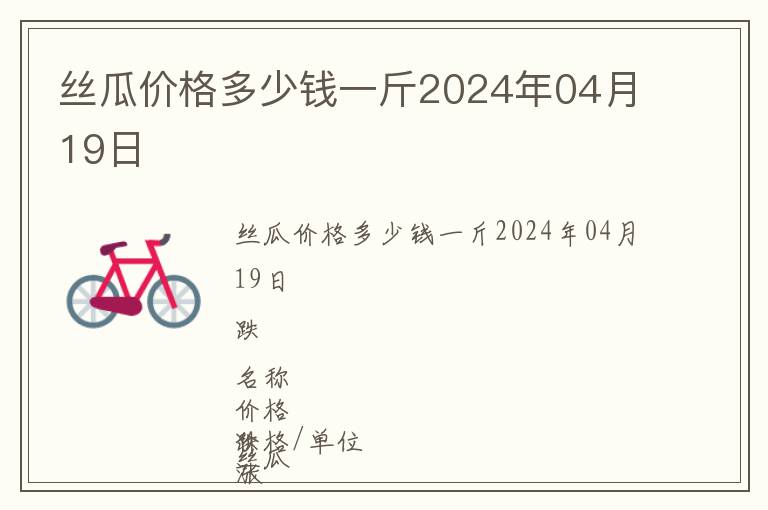 絲瓜價格多少錢一斤2024年04月19日