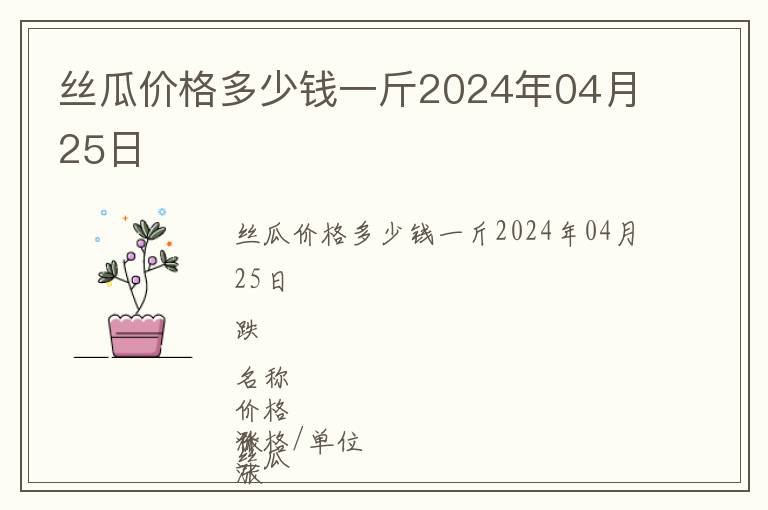 絲瓜價格多少錢一斤2024年04月25日