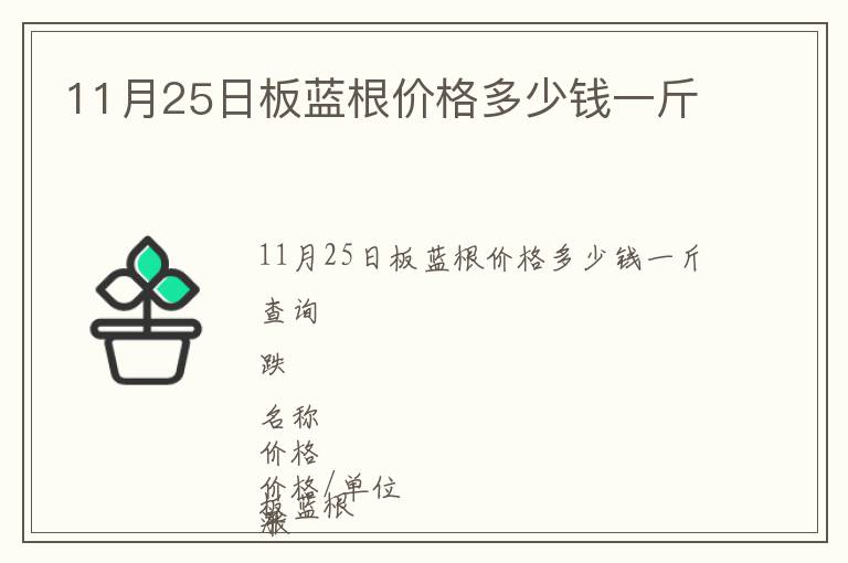 11月25日板藍(lán)根價(jià)格多少錢一斤