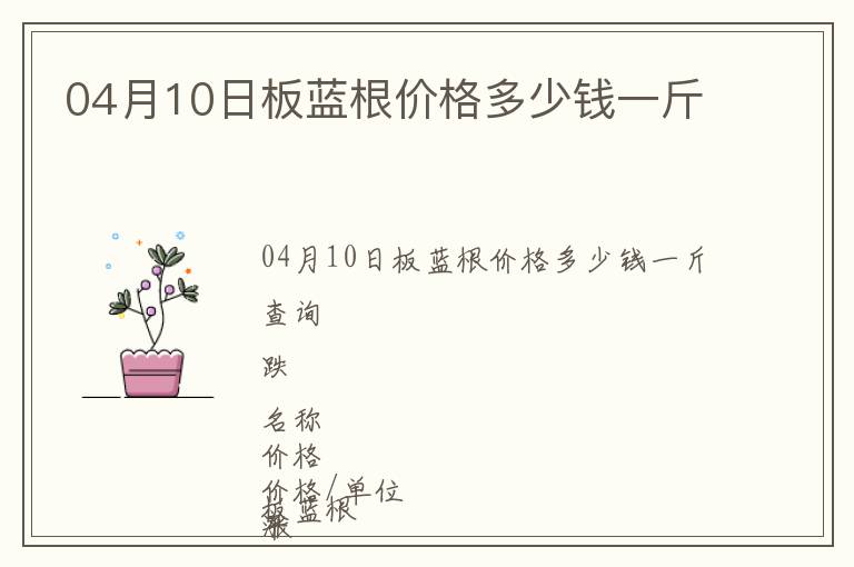 04月10日板藍根價格多少錢一斤