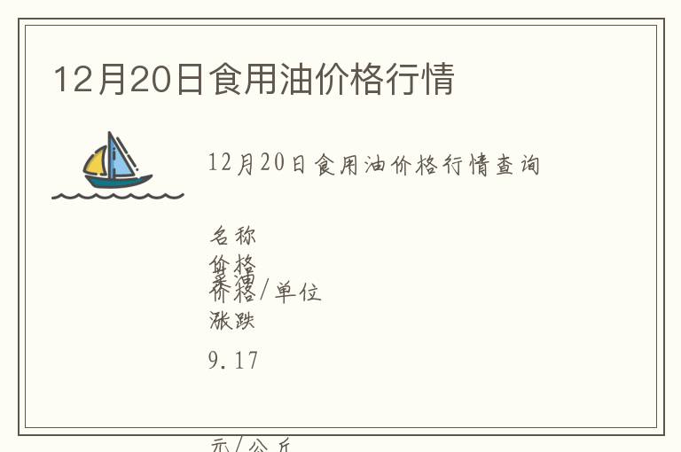 12月20日食用油價格行情