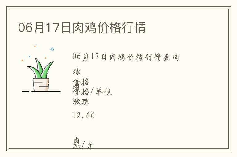 06月17日肉雞價格行情
