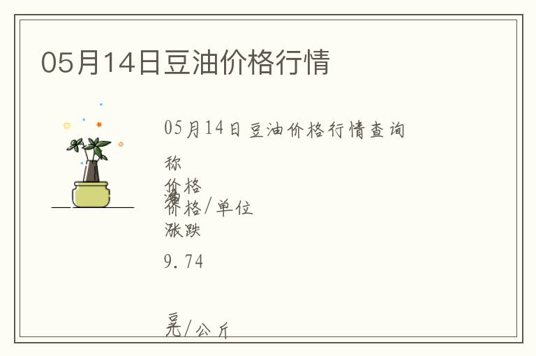 05月14日豆油價(jià)格行情