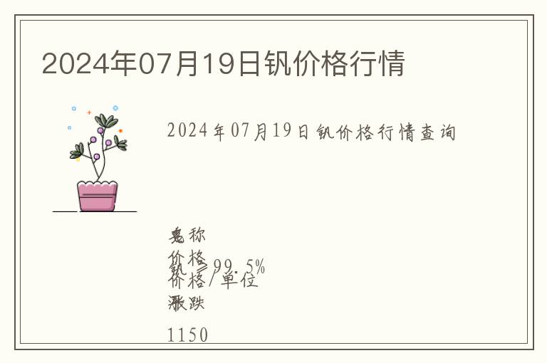 2024年07月19日釩價(jià)格行情