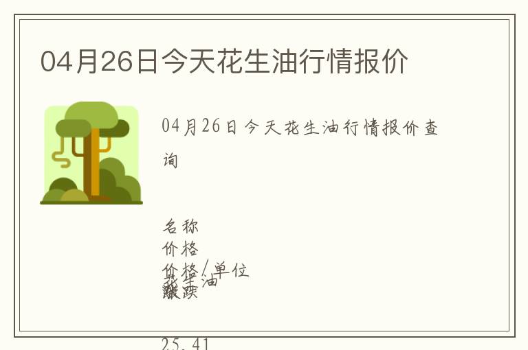 04月26日今天花生油行情報價