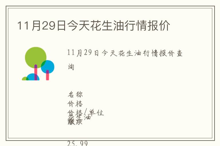 11月29日今天花生油行情報(bào)價(jià)