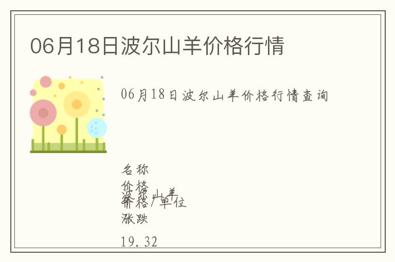 06月18日波爾山羊價格行情