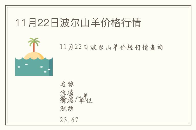 11月22日波爾山羊價格行情