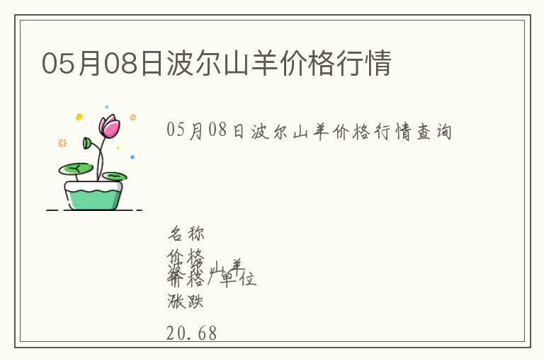 05月08日波爾山羊價格行情
