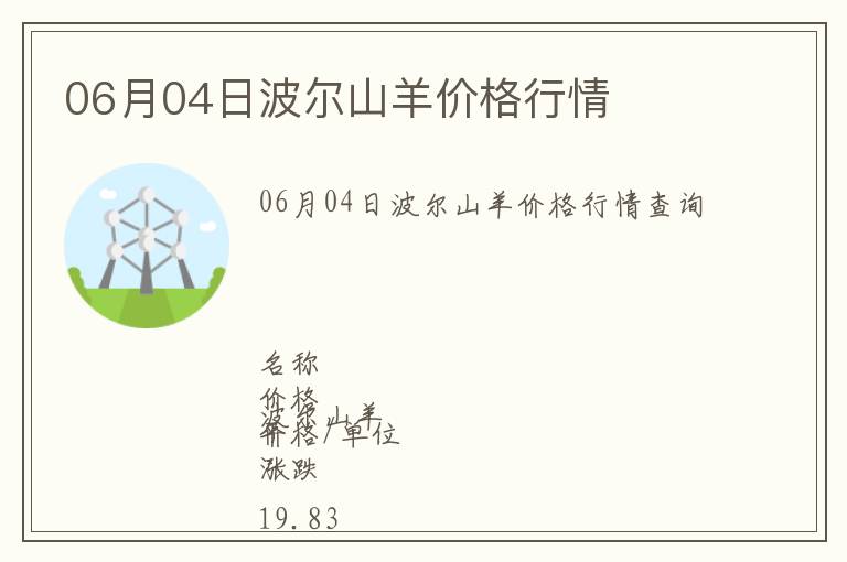 06月04日波爾山羊價格行情