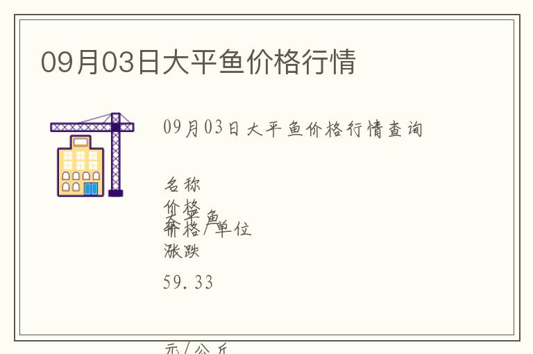 09月03日大平魚(yú)價(jià)格行情