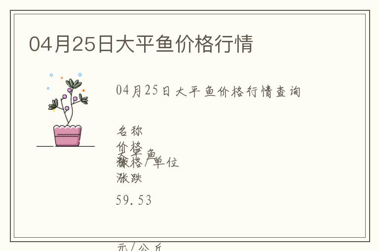 04月25日大平魚(yú)價(jià)格行情