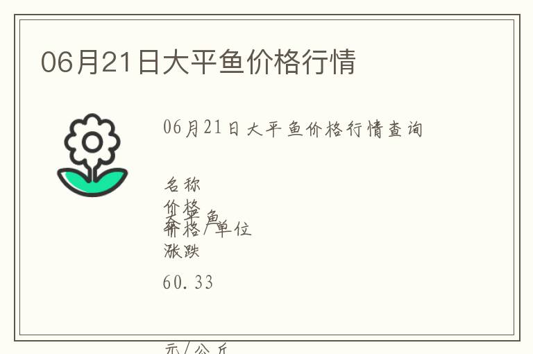 06月21日大平魚價(jià)格行情