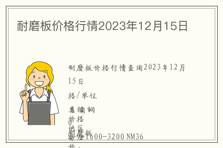 耐磨板價(jià)格行情2023年12月15日