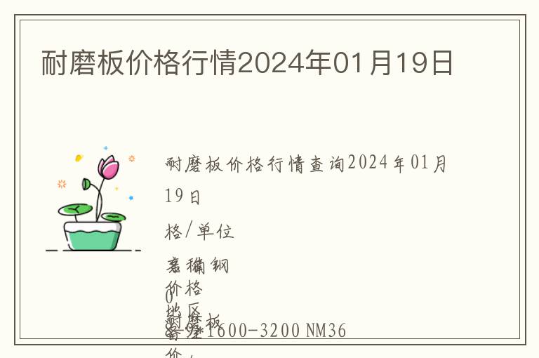 耐磨板價格行情2024年01月19日