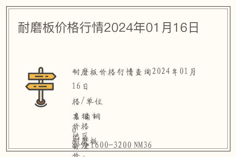 耐磨板價格行情2024年01月16日