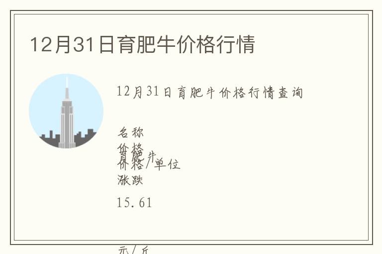 12月31日育肥牛價格行情