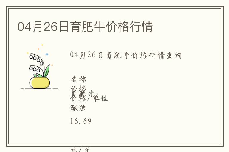 04月26日育肥牛價(jià)格行情