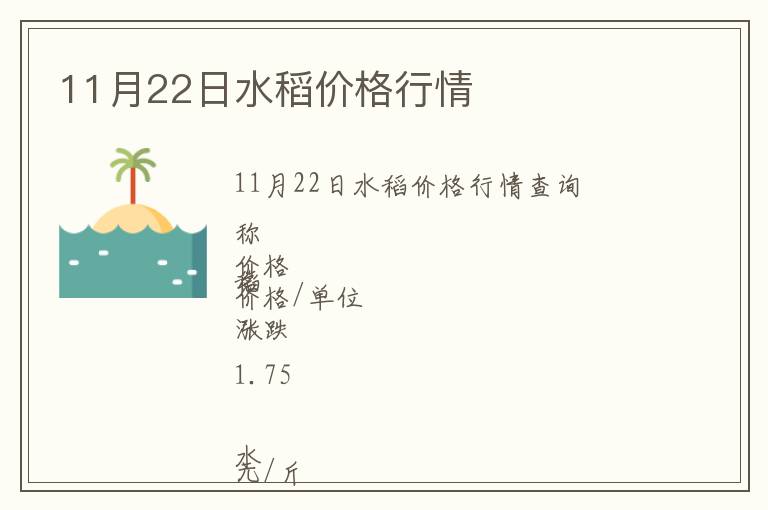 11月22日水稻價格行情