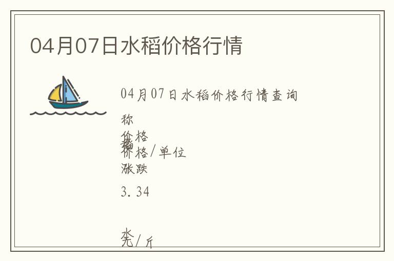 04月07日水稻價(jià)格行情