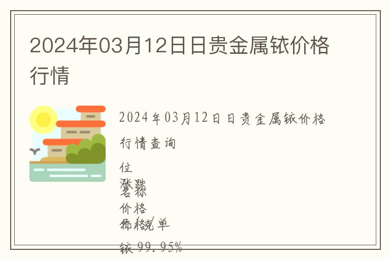 2024年03月12日日貴金屬銥價(jià)格行情