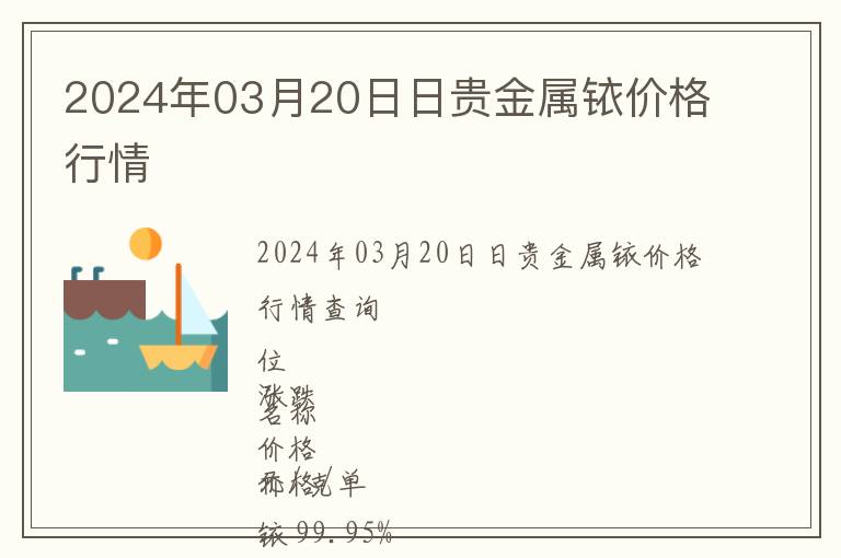 2024年03月20日日貴金屬銥價格行情