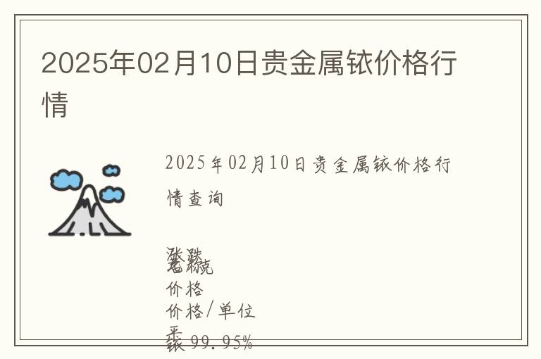 2025年02月10日貴金屬銥價格行情