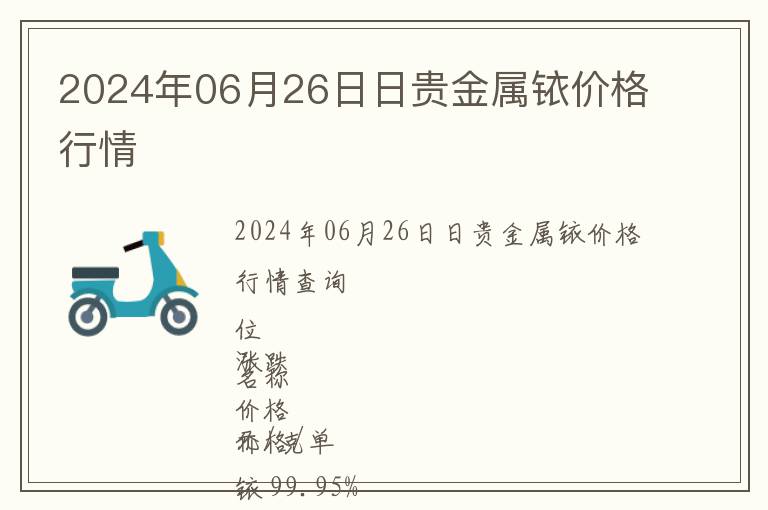 2024年06月26日日貴金屬銥價(jià)格行情
