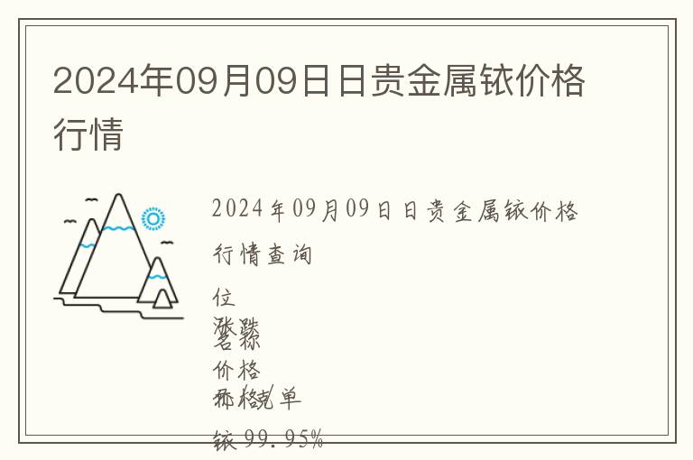 2024年09月09日日貴金屬銥價格行情