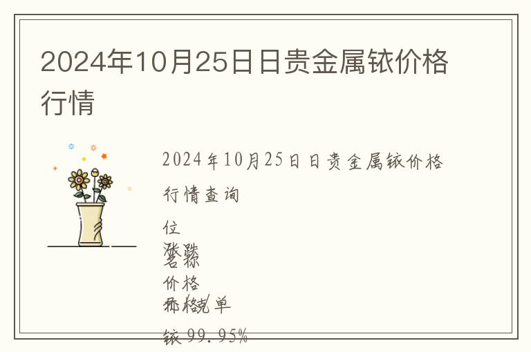 2024年10月25日日貴金屬銥價(jià)格行情