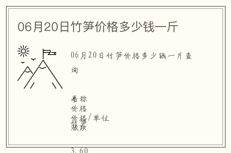 06月20日竹筍價格多少錢一斤