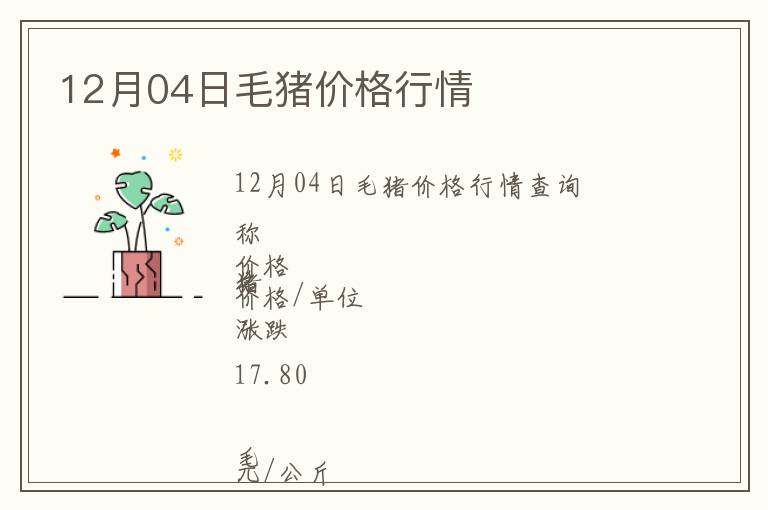 12月04日毛豬價格行情