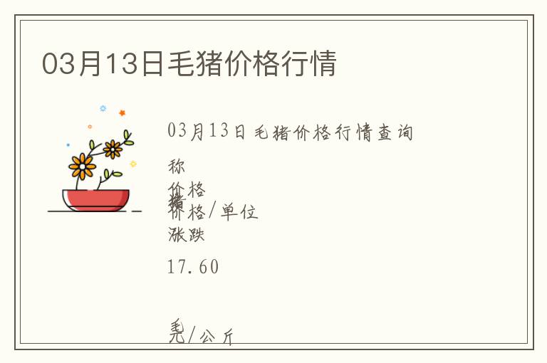03月13日毛豬價格行情