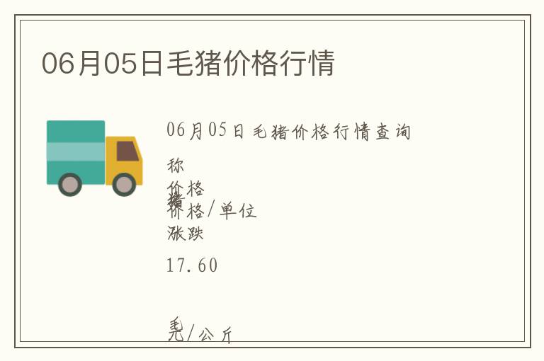 06月05日毛豬價格行情