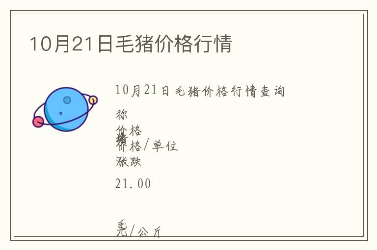 10月21日毛豬價格行情