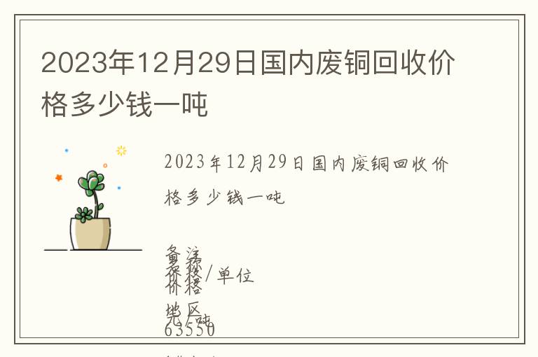 2023年12月29日國內(nèi)廢銅回收價格多少錢一噸