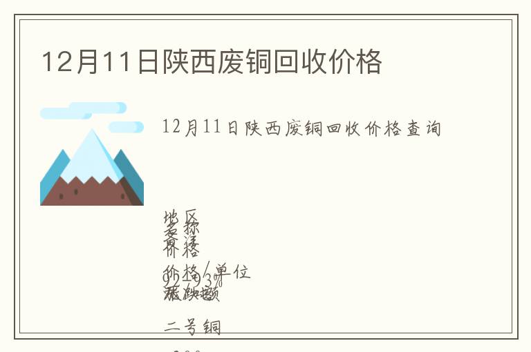 12月11日陜西廢銅回收價(jià)格