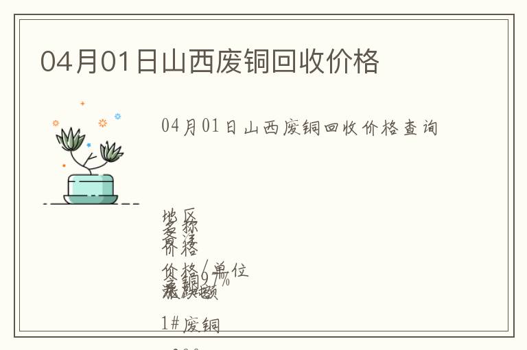 04月01日山西廢銅回收價(jià)格