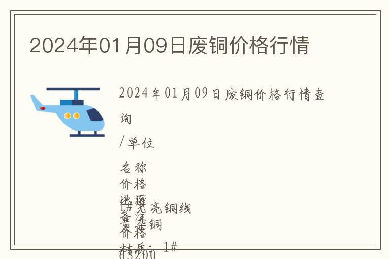 2024年01月09日廢銅價格行情