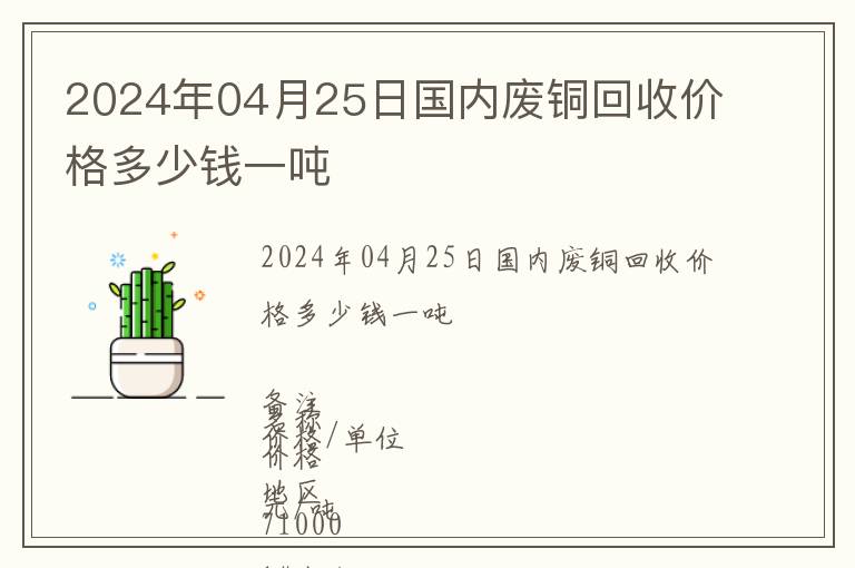 2024年04月25日國內(nèi)廢銅回收價格多少錢一噸