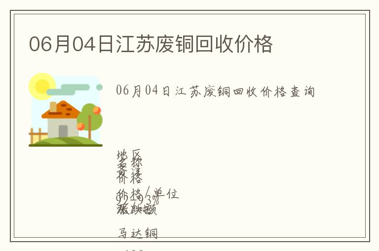 06月04日江蘇廢銅回收價(jià)格