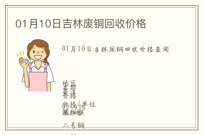 01月10日吉林廢銅回收價(jià)格
