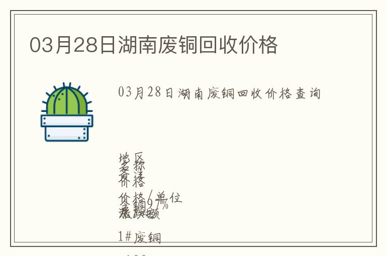 03月28日湖南廢銅回收價(jià)格