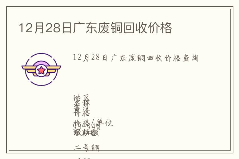 12月28日廣東廢銅回收價格