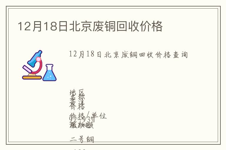 12月18日北京廢銅回收價(jià)格