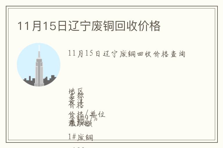 11月15日遼寧廢銅回收價(jià)格
