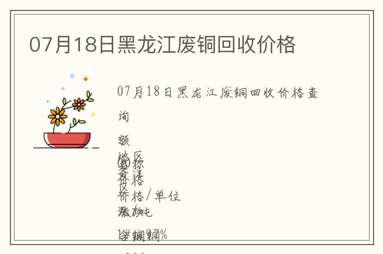 07月18日黑龍江廢銅回收價(jià)格