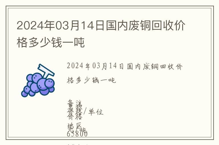 2024年03月14日國內廢銅回收價格多少錢一噸
