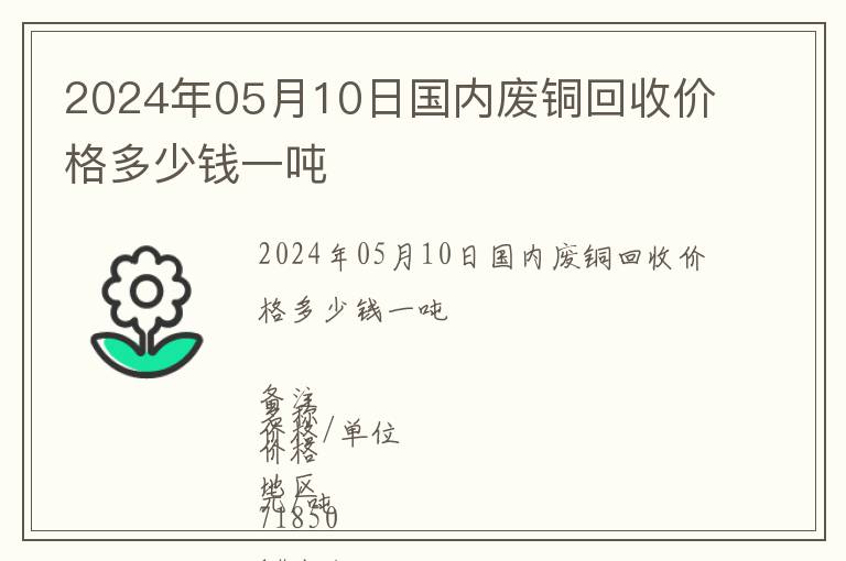 2024年05月10日國(guó)內(nèi)廢銅回收價(jià)格多少錢(qián)一噸